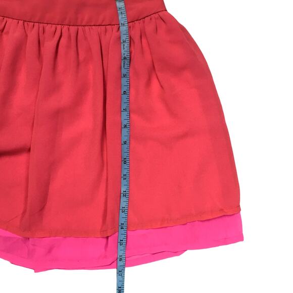 H&M‎ Mini Skirt Neon Pink Red Layered Casual Women's 4 Lightweight - Picture 4 of 9